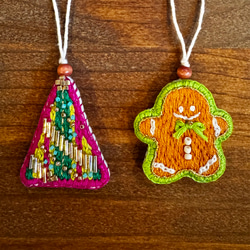 ビーズと刺繍のクリスマスオーナメント（２点セット） 12枚目の画像