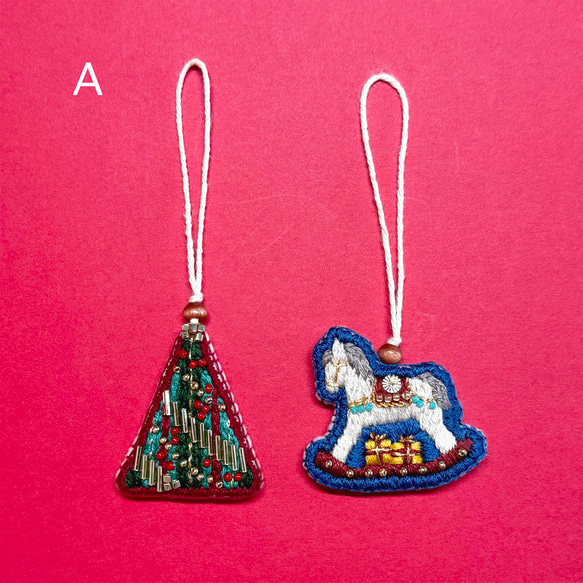 ビーズと刺繍のクリスマスオーナメント（２点セット） 3枚目の画像