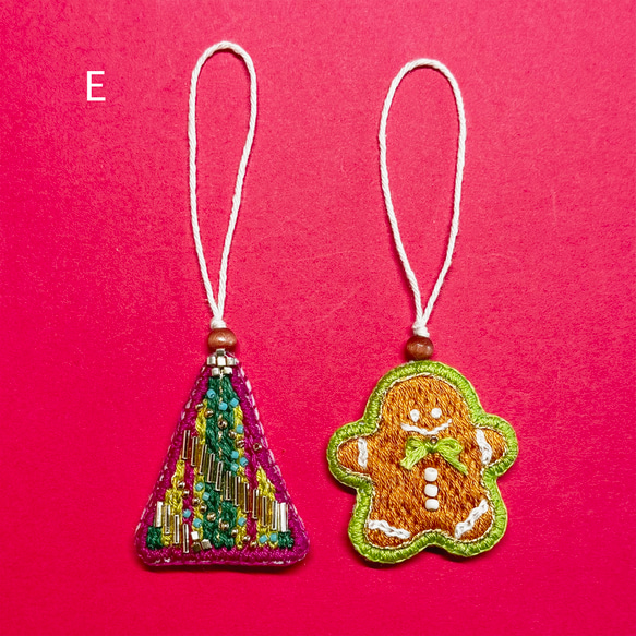 ビーズと刺繍のクリスマスオーナメント（２点セット） 11枚目の画像