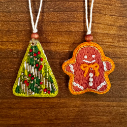 ビーズと刺繍のクリスマスオーナメント（２点セット） 10枚目の画像