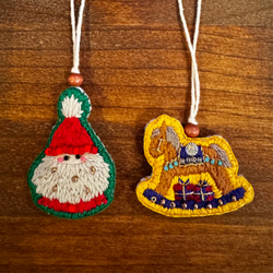 ビーズと刺繍のクリスマスオーナメント（２点セット） 6枚目の画像