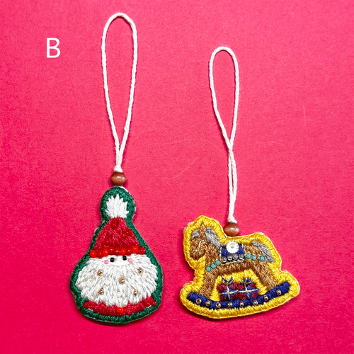 ビーズと刺繍のクリスマスオーナメント(2点セット) その他 ビーズと刺繍のクリスマスオーナメント(2点セット) その他