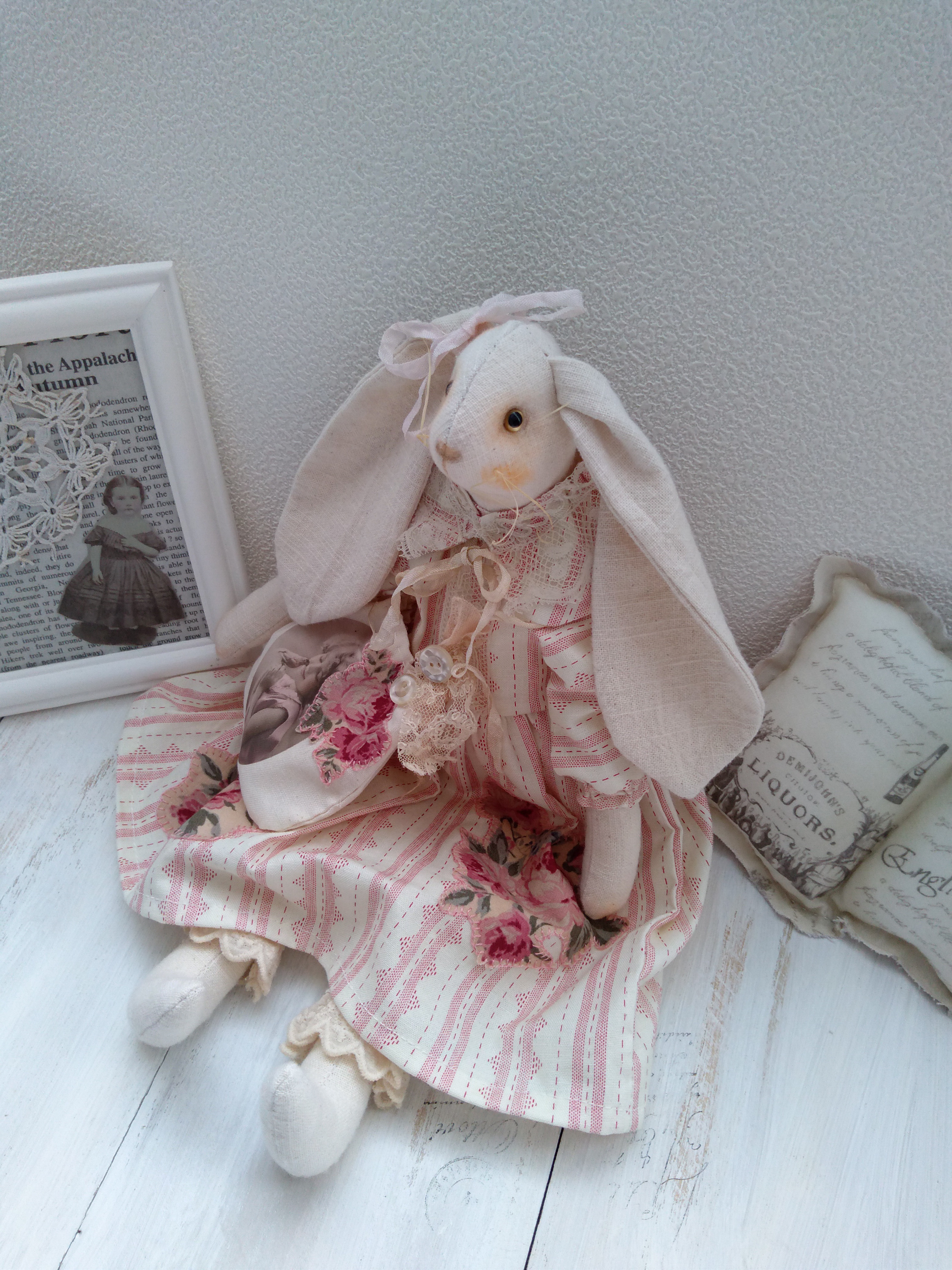 仕立て屋さんのうさぎ絣のハンドメイドバック