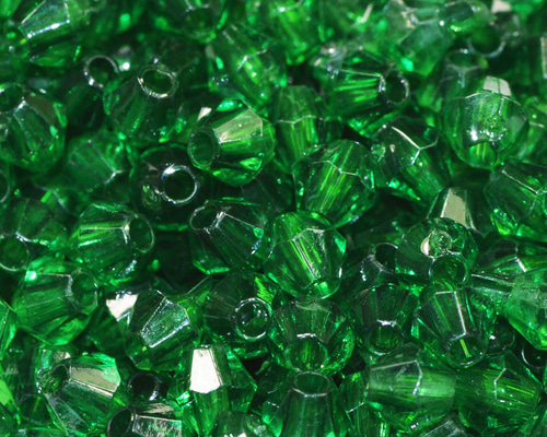 お徳用 プラビーズ アクリルビーズ ソロバン型 4mm エメラルド 濃いめ