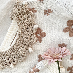 < ponpon > ベビーキッズかぎ編みつけ襟 beige 1枚目の画像
