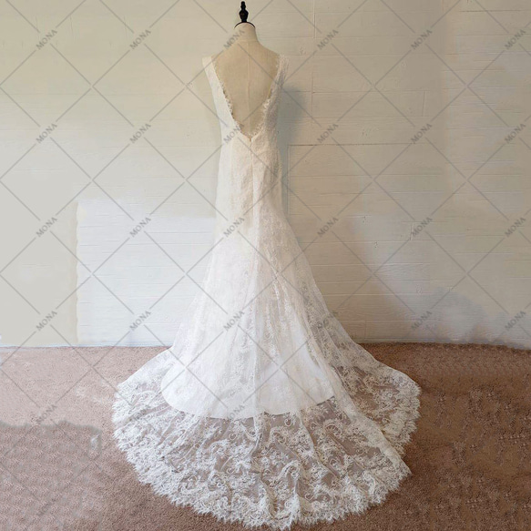 総レース 上品 クラシカル マーメイドライン ウェディングドレス 結婚式 花嫁 前撮りドレス 755 3枚目の画像