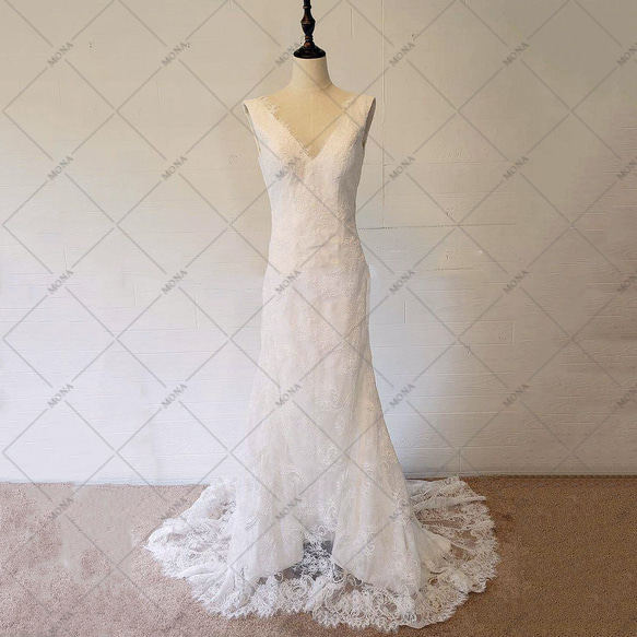 総レース 上品 クラシカル マーメイドライン ウェディングドレス 結婚式 花嫁 前撮りドレス 755 2枚目の画像