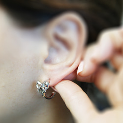 ERG-2584-R [2 件] 絲帶耳環，繩索絲帶耳環/17.5mm X 19.5mm 第6張的照片
