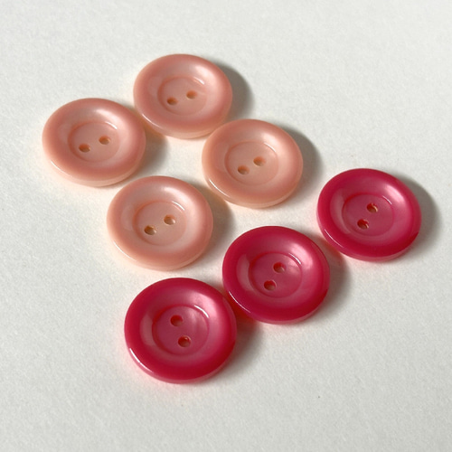 レトロ 円形 丸型 ボタン ピンク 二つ穴 18mm 7個セット ec-337 ボタン
