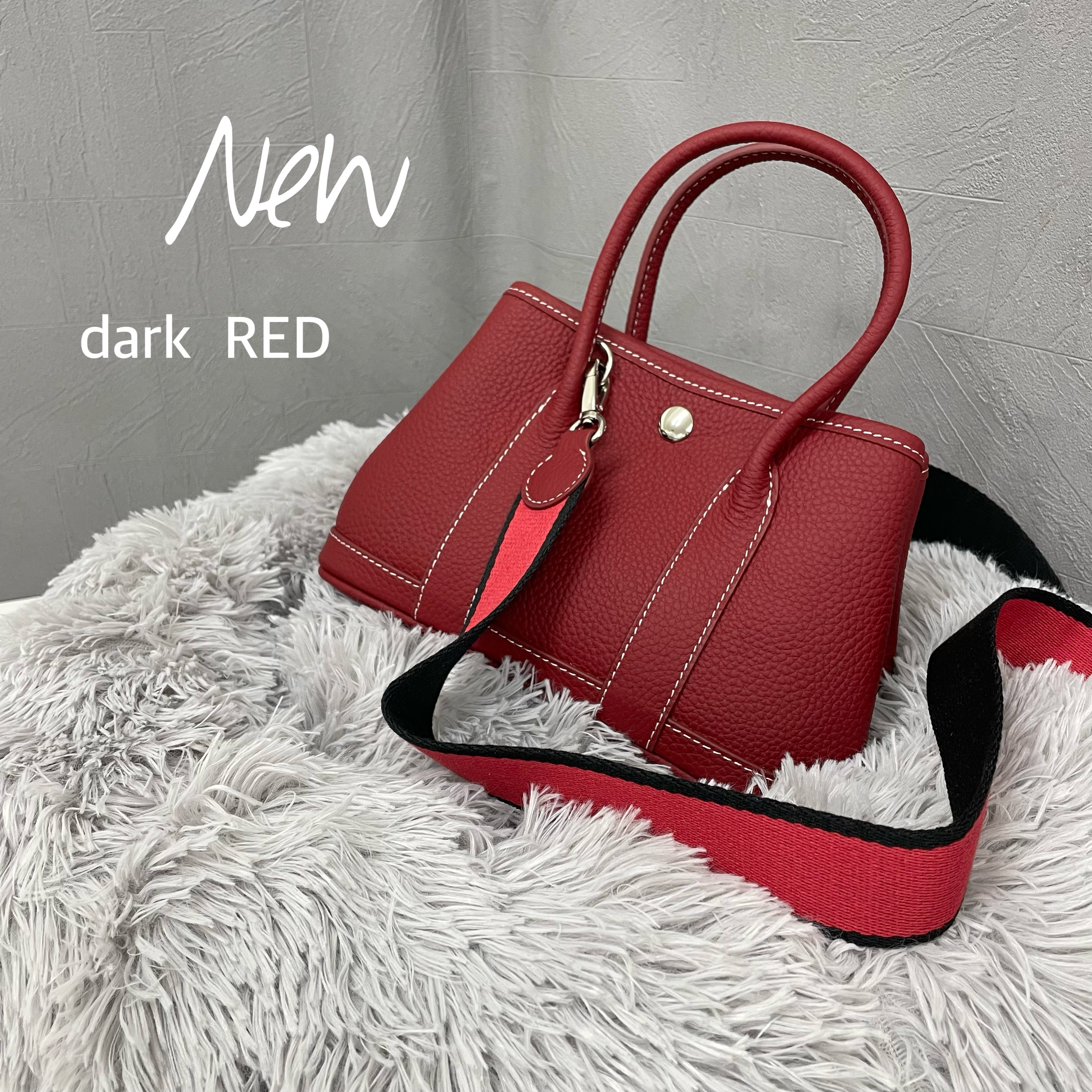 限定カラー・牛革レザー トートバックSサイズ  ダークレッド