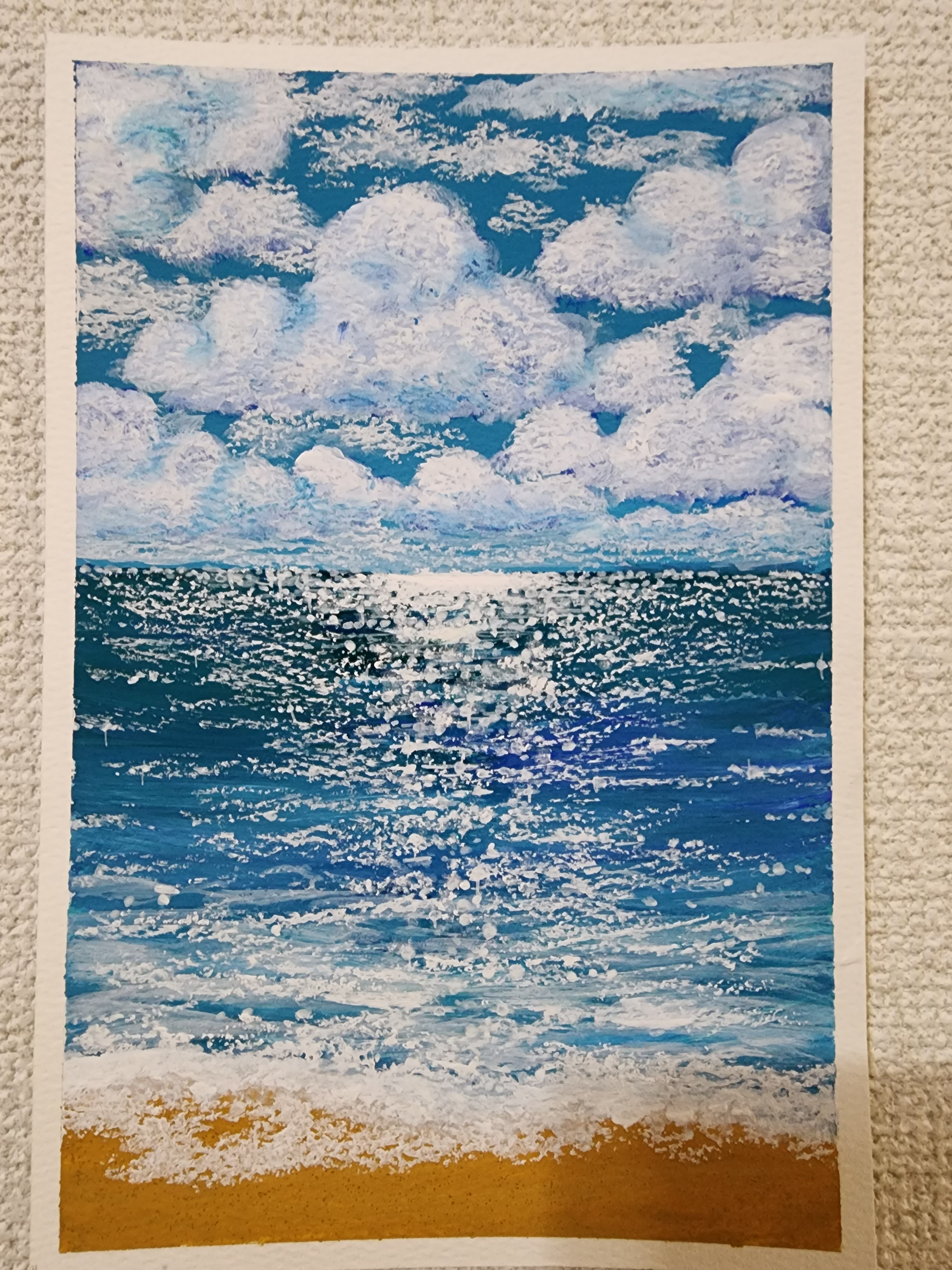 く日はお得♪ お客出品　オーダーメイド　アクリル画　２点　風景画　海の絵 絵画
