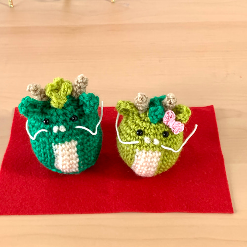 干支 辰カップル あみぐるみ お正月飾り 受注製作 あみぐるみ あみ