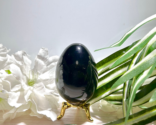 艶々 たまご型 天然石 ゴールデンオブシディアン（黒曜石）1個