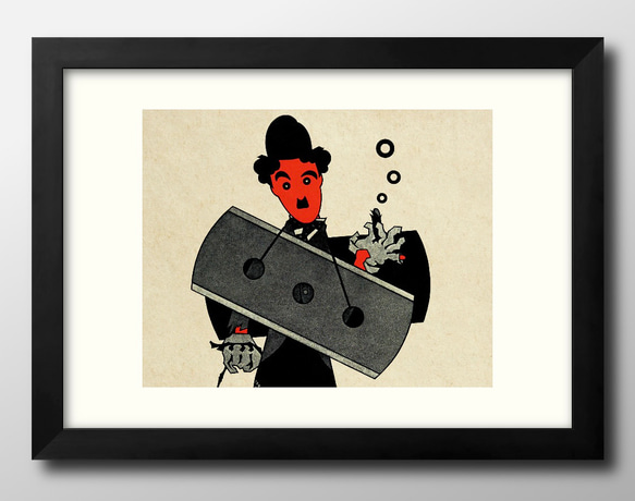 チャップリンと子供のアートプリント チャップリンと子供のアート