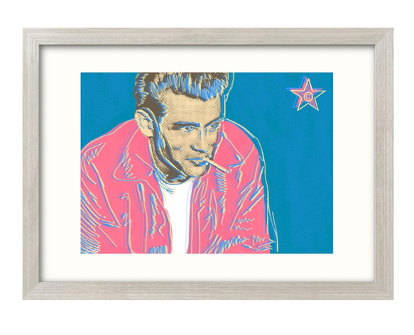 A4 額付き ポスター ジェームズディーン James Dean バイク