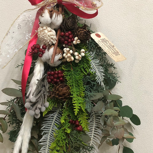 クリスマススワッグ ユーカリ シダロース ブルーアイス ポポラス Xmas