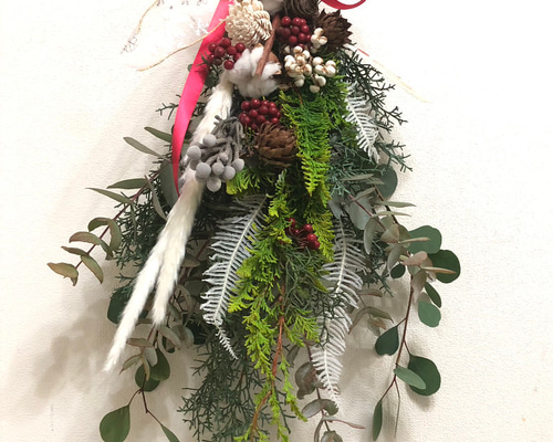 【SALE】ポポラスとブルーアイスのクリスマスリース* * *ラッピング無料 SALE】ポポラスとブルーアイスのクリスマスリース* * *ラッピング無料