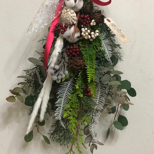 クリスマススワッグ ユーカリ シダロース ブルーアイス ポポラス Xmas