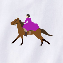 乗馬Tシャツ-西部を駆ける馬（白） 2枚目の画像