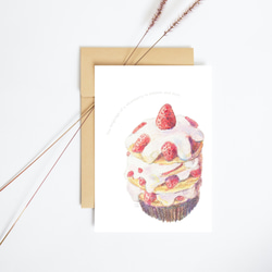 苺大好きな人におくるポストカード【08：苺ケーキ】３枚セット　[送料無料]　インテリアに、贈り物にどうぞ 2枚目の画像