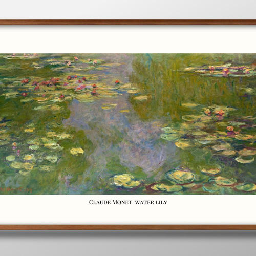 透明水彩画原画「カキツバタの咲く水辺」額縁付F6サイズ風景画