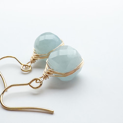 アクアマリン ピアス ＊embrace＊ ステンレス フックピアス ワイヤーラッピング em103s2 3枚目の画像