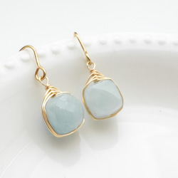 アクアマリン ピアス ＊embrace＊ ステンレス フックピアス ワイヤーラッピング em103s2 4枚目の画像