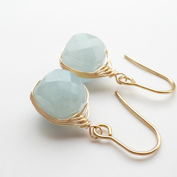 アクアマリン ピアス ＊embrace＊ ステンレス フックピアス ワイヤーラッピング em103s2 2枚目の画像