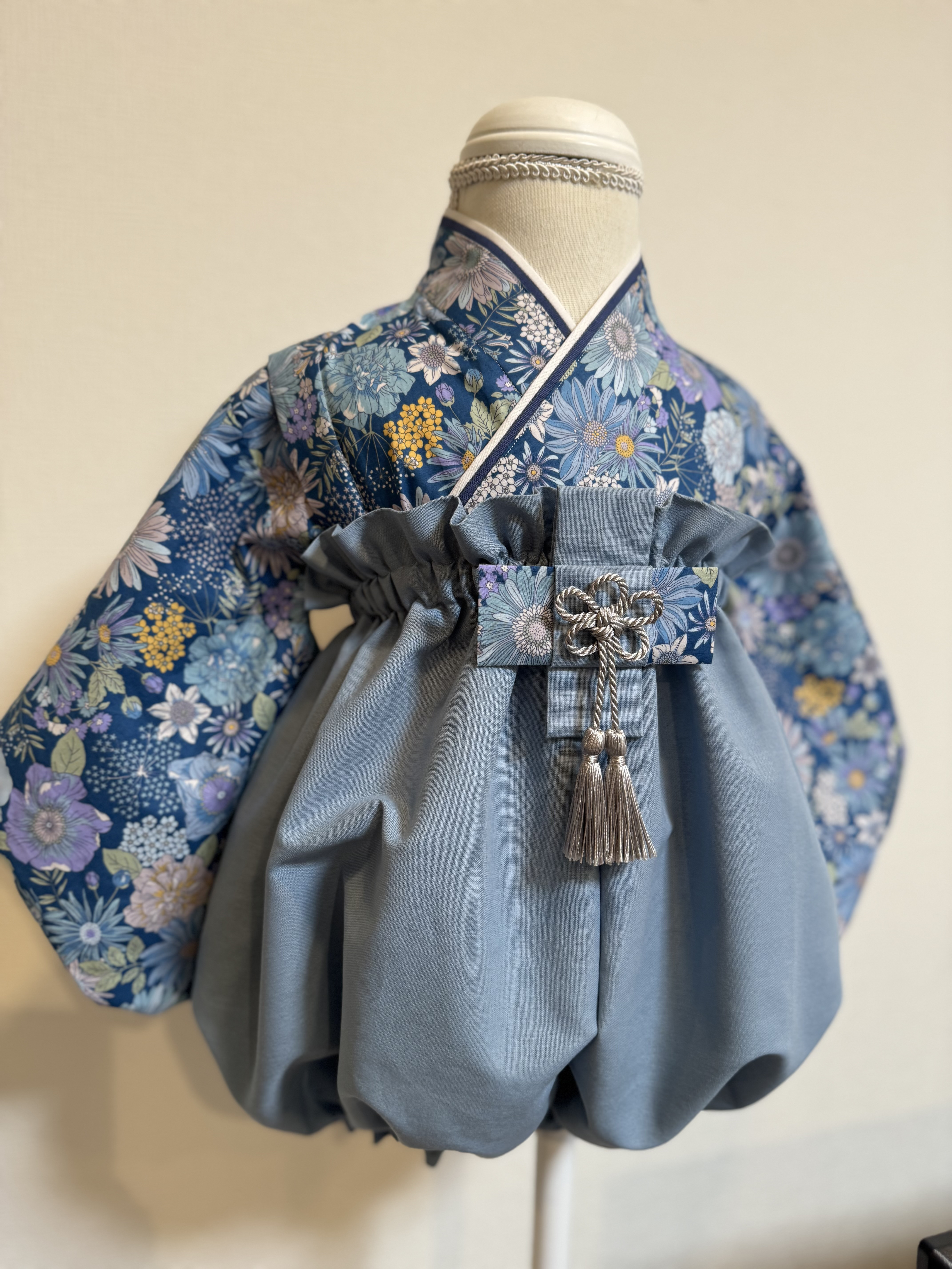 花柄×ブルー  ご購入前にコメントお願い致します