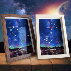 〈12星座・誕生日オーダー〉シーグラスアート 1枚目の画像