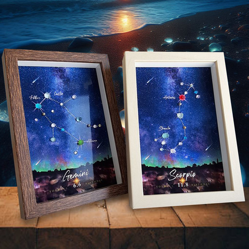 12星座 × 誕生日 × お名前オーダー〉シーグラスアート その他アート