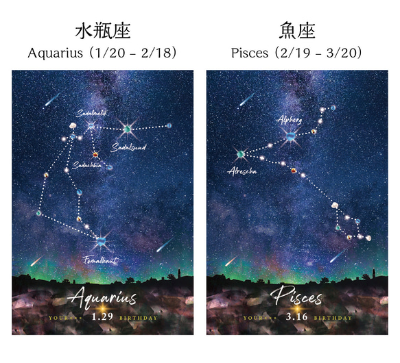 〈12星座・誕生日オーダー〉シーグラスアート 10枚目の画像