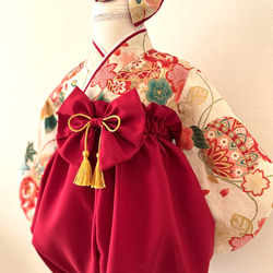 梅鞠牡丹 ベビー袴 ハンドメイド お食い初め お宮参り お正月 女の子 年賀状 梅鞠牡丹】ベビー袴 ハンドメイド お食い初め お正月 ひなまつり