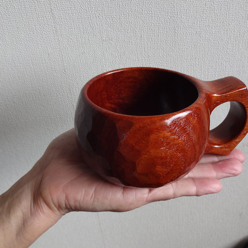 美品】良岳氏作 木製コーヒーカップ けやき・花梨（2脚セット） 美品】木製