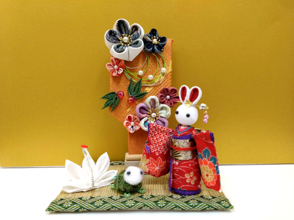 お正月飾り 羽子板 鶴亀 ちりめん細工 その他人形 himadare 通販