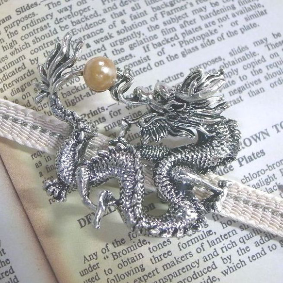 帯留め 帯留 龍 宝珠 竜 辰 ドラゴン 辰年 干支 シルバー/銀 帯留め