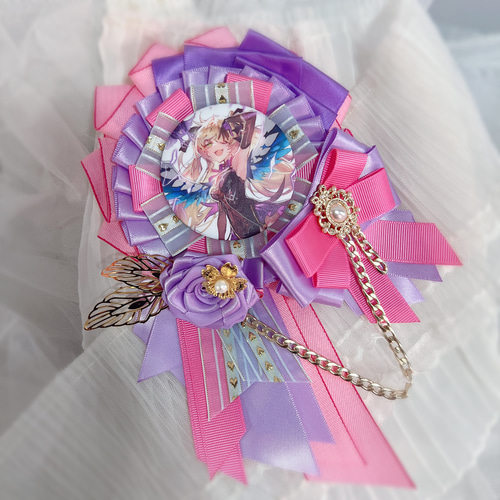 痛ロゼット55mm 75mmサイズ 缶バッジ用 ロゼット ピンクパープル