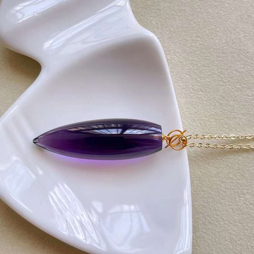 天然無処理 ウルグアイ産 アメジスト ペンダント k18 ネックレス