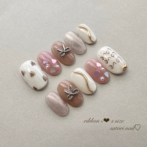 リボン落書きネイルチップ ネイルチップ（つけ爪） satori nail