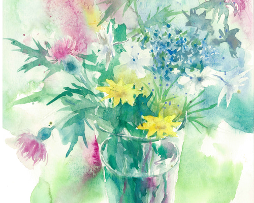 ○明日へ渡る色彩　　絵画原画 人生と黄金未来」原画F15号抽象画現代アート手描き