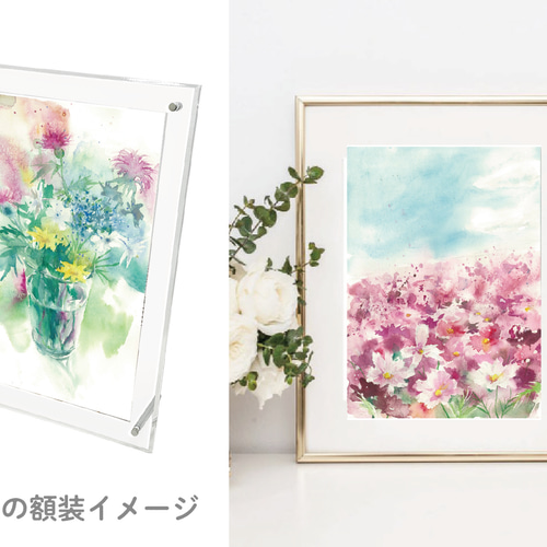 母の日特価459＊ペチュニア　水彩画　原画　透明水彩　F6 水彩画] ペチュニアの壁掛け風寄せ植えを透明水彩で描く
