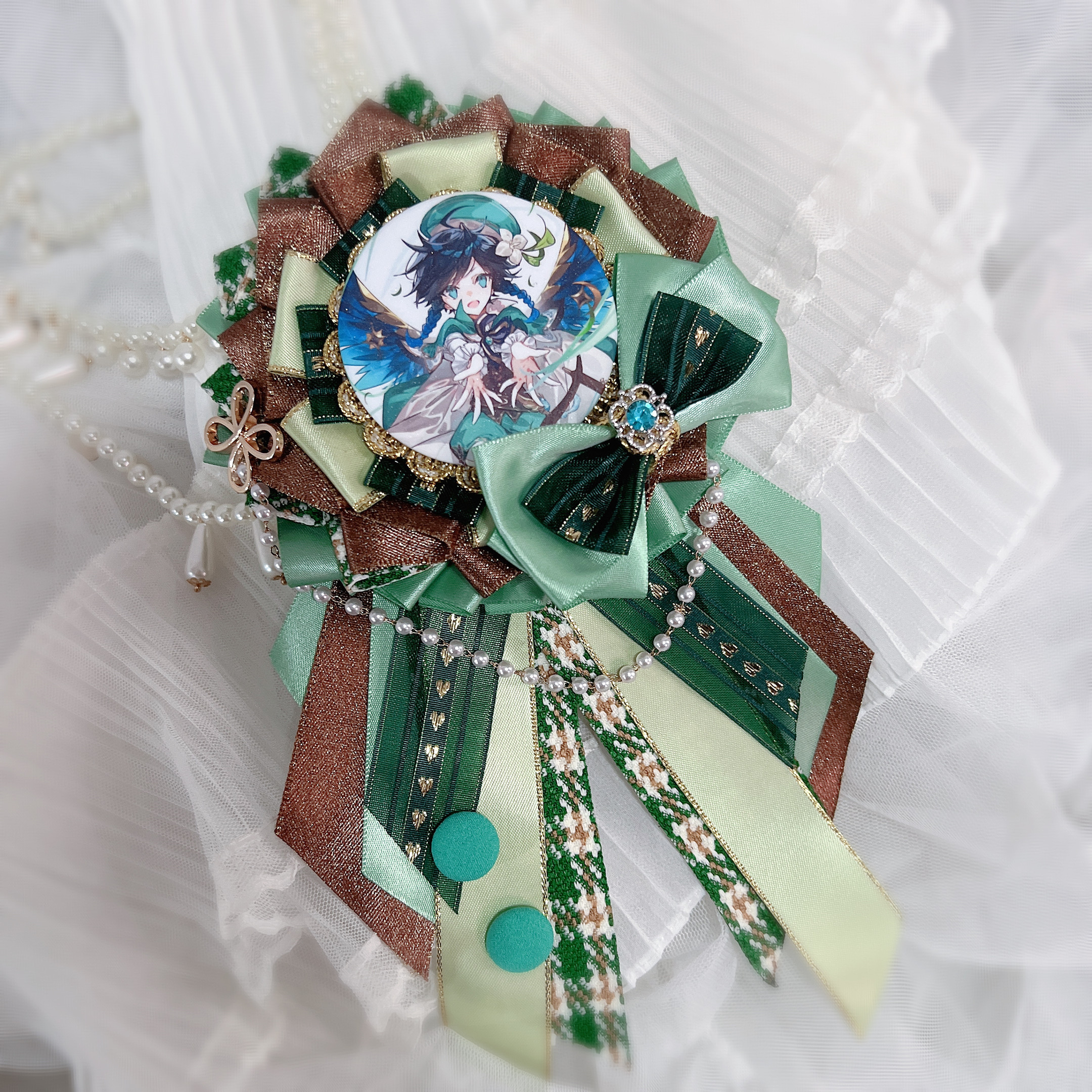 317】衣装風ロゼット♡イメージリボンチャーム♡痛ロゼット 厳つ