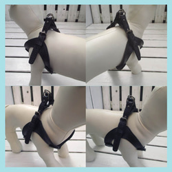 本革　手縫いワンちゃんハーネス　ブラック　小型犬用　HN-1/BLA 11枚目の画像