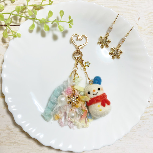 ♡2点限定♡やさしいお顔のにっこりスノーマン♡羊毛フェルト 冬の