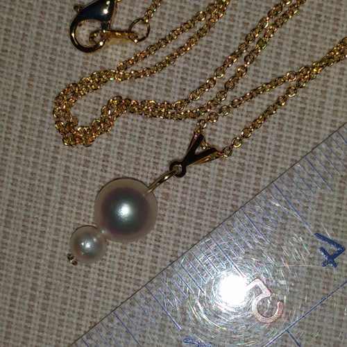 あこや真珠 ネックレス K16gp 7.8mm＆4mm 39.5cm ♡可愛い ネックレス 