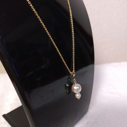 あこや真珠 ネックレス K16gp 7.8mm＆4mm 39.5cm ♡可愛い ネックレス 