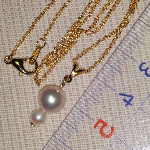 あこや真珠 ネックレス K16gp 7.8mm＆4mm 39.5cm ♡可愛い ネックレス 