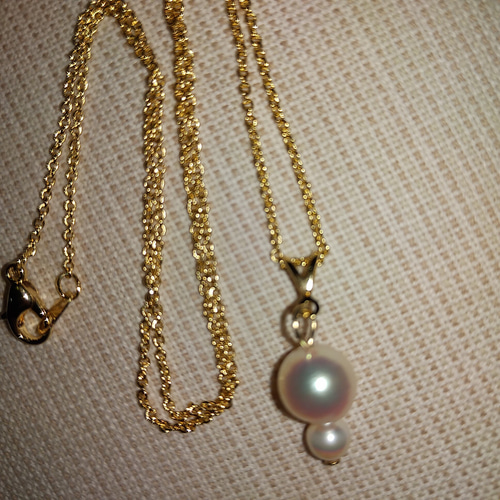 あこや真珠 ネックレス K16gp 7.8mm＆4mm 39.5cm ♡可愛い ネックレス 