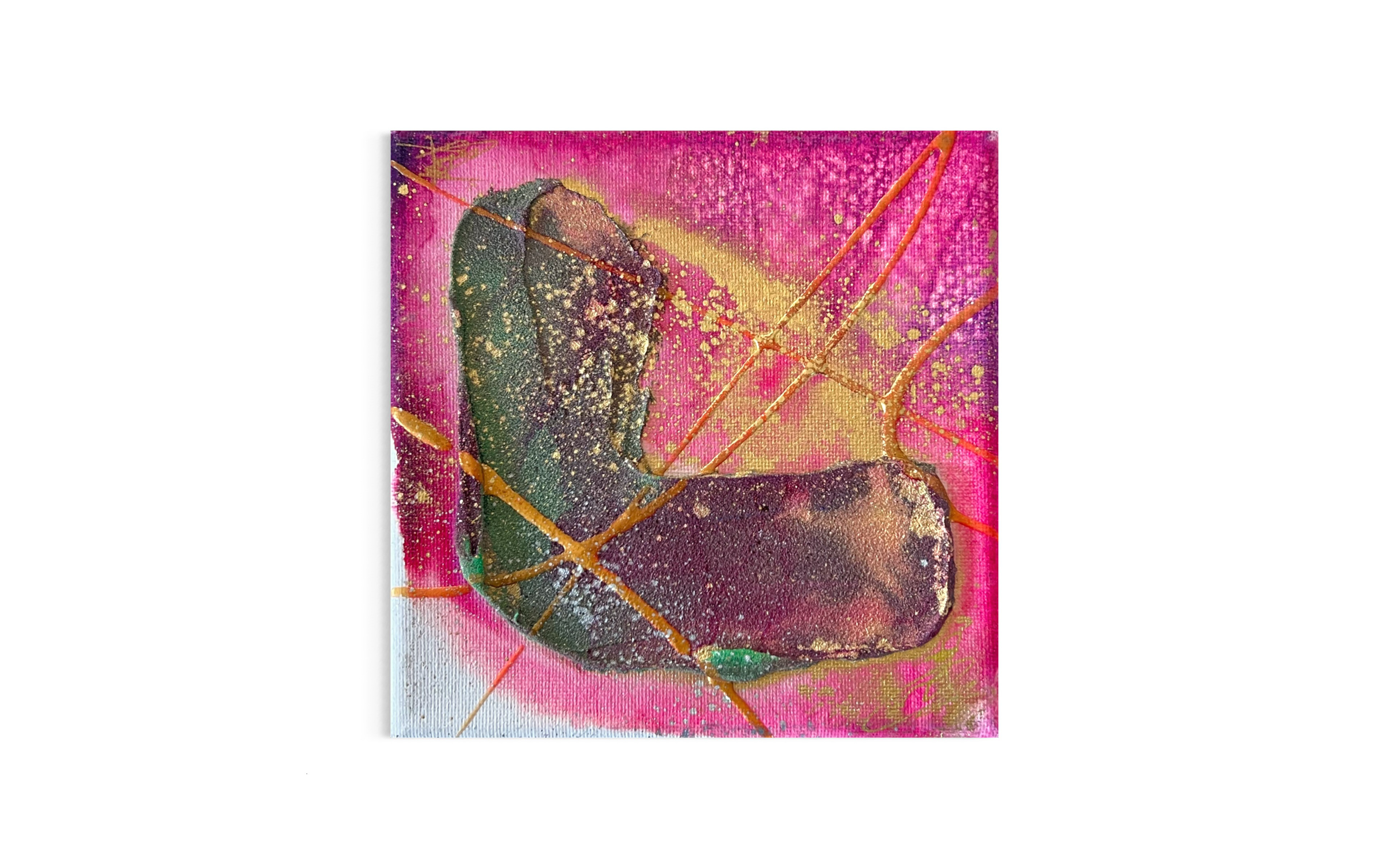 ハッピーあっぷるちゃん　油絵　画家　小楠アキコ作品　20×20cm　キャンバス ハッピーあっぷるちゃん 油絵 画家 小楠アキコ作品 20×20cm