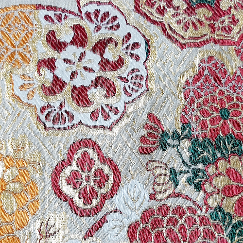 ワンタッチ帯 くらわん帯 アンティーク正絹丸帯リメイク 鶴御所車鼓